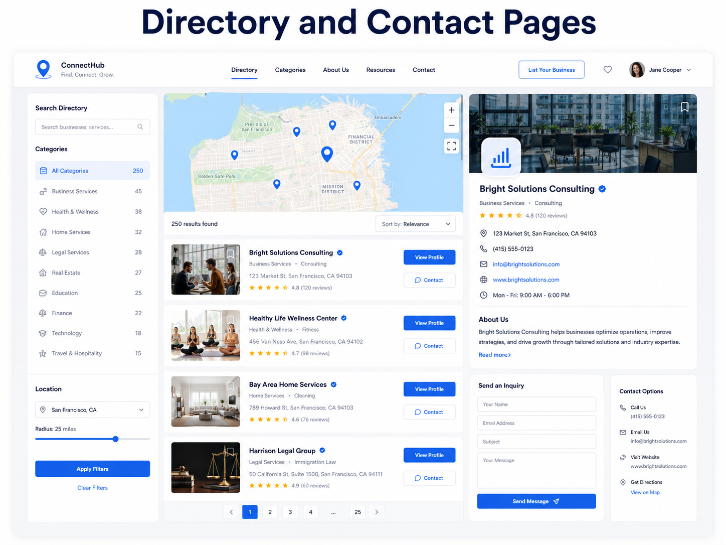 Directory and Contact Pages sample preview