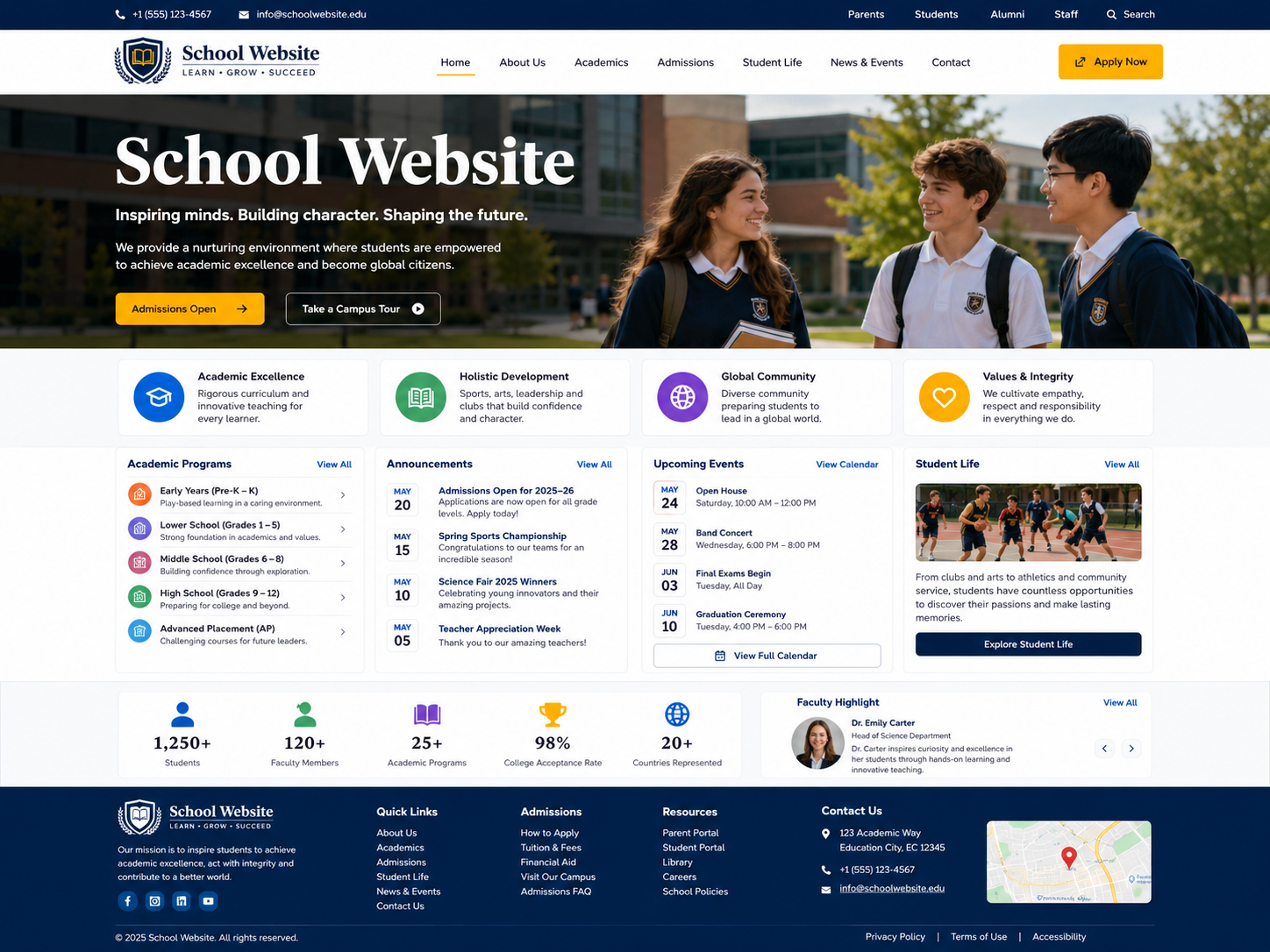 School Website sample preview